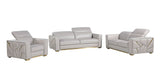 Gray leather sofa set on a white background
