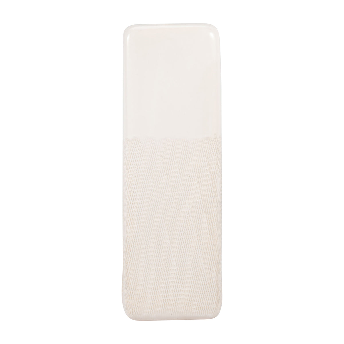 Ceramic 18" Squared Grooved Vase - Ivory