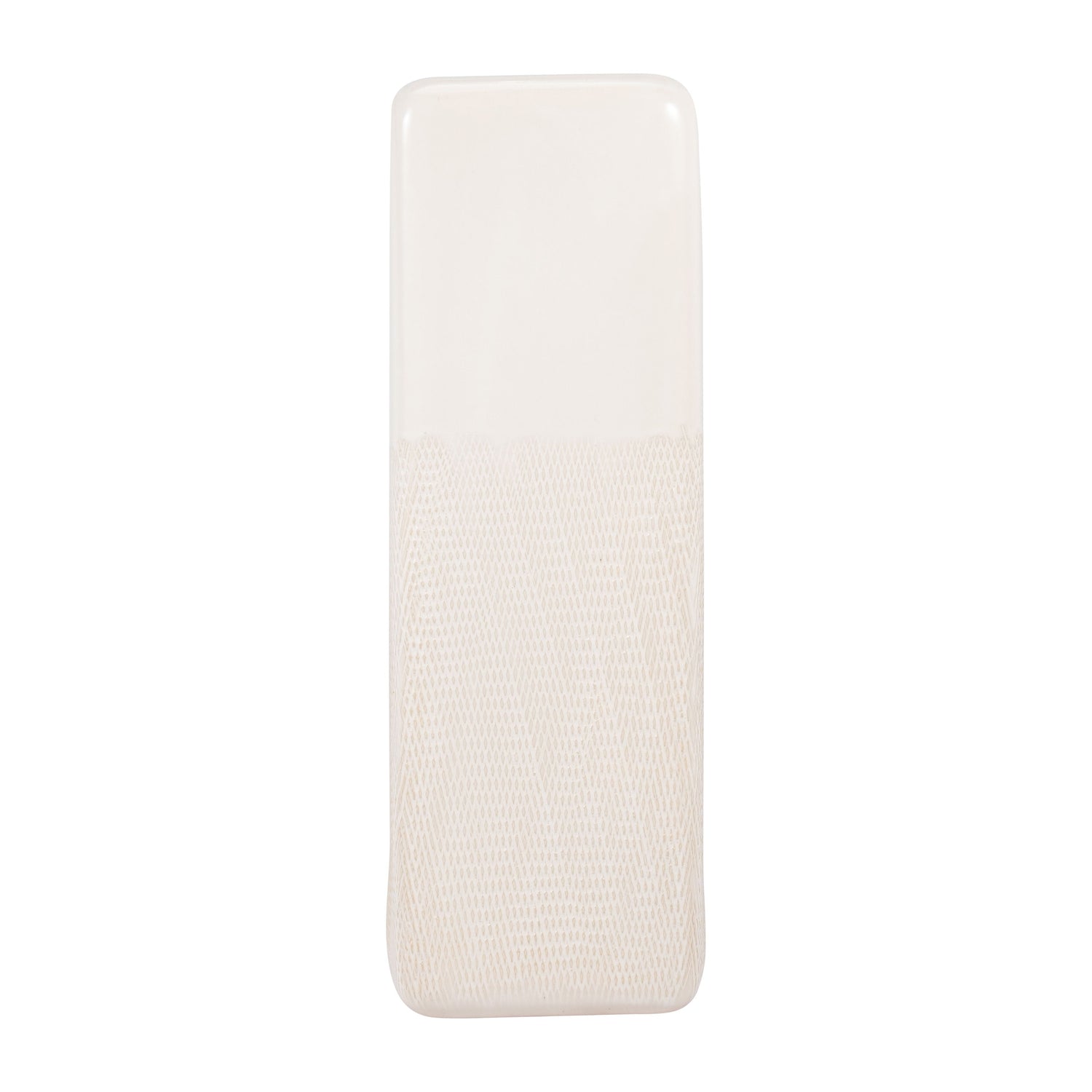 Ceramic 18" Squared Grooved Vase - Ivory