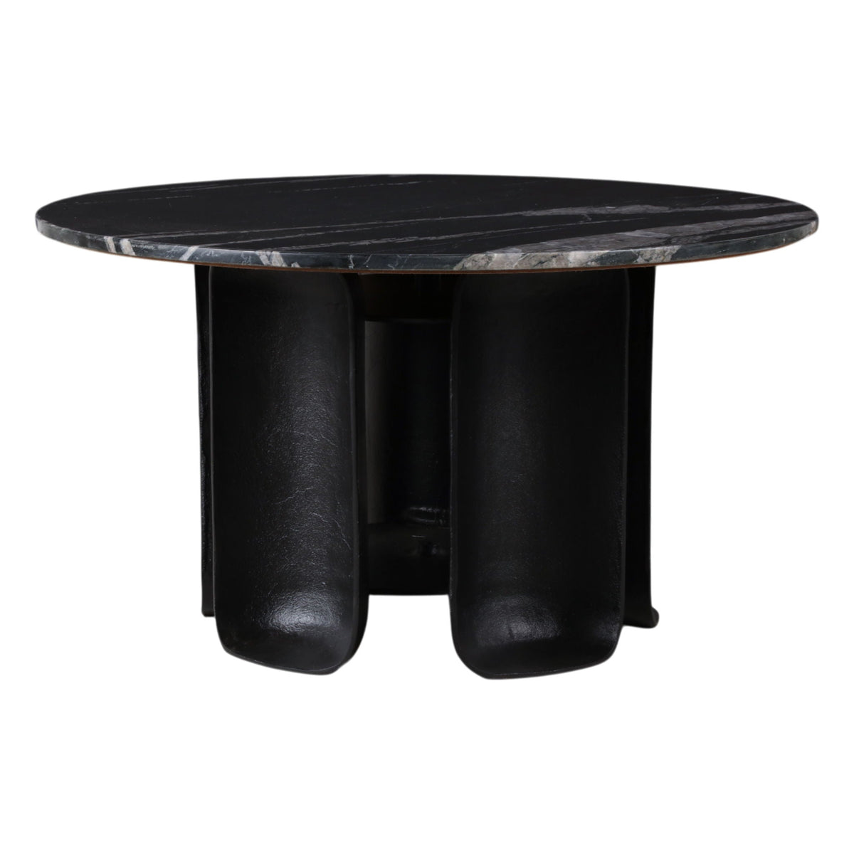 30" x 17" Curved Base Marble Top Coffee Table - Black