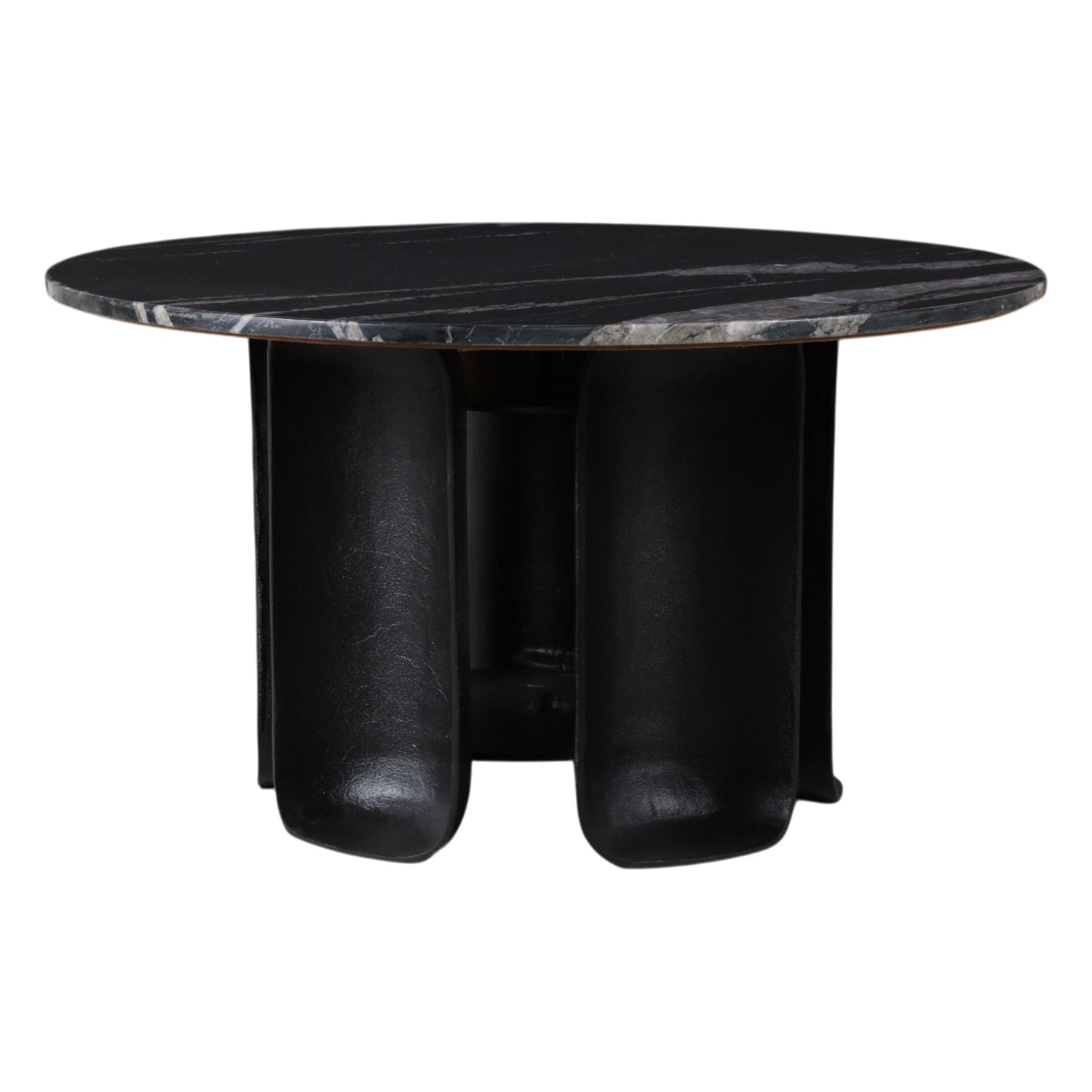 30" x 17" Curved Base Marble Top Coffee Table - Black