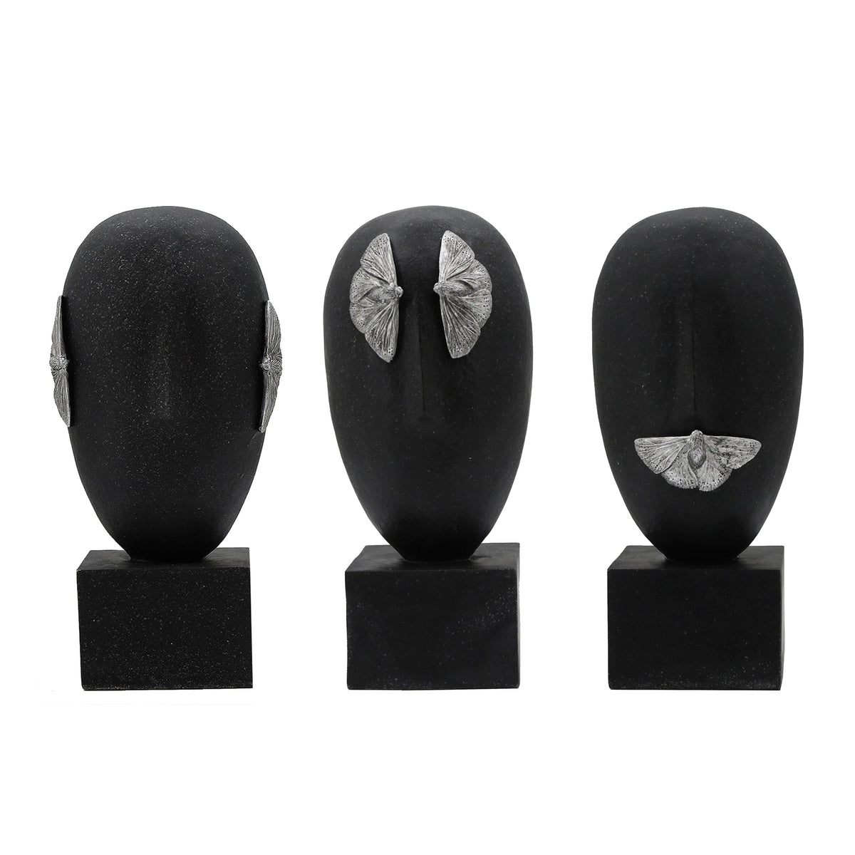 13" Bruges Hear, See, Speak No Evil Statuary (Set of 3) - Black