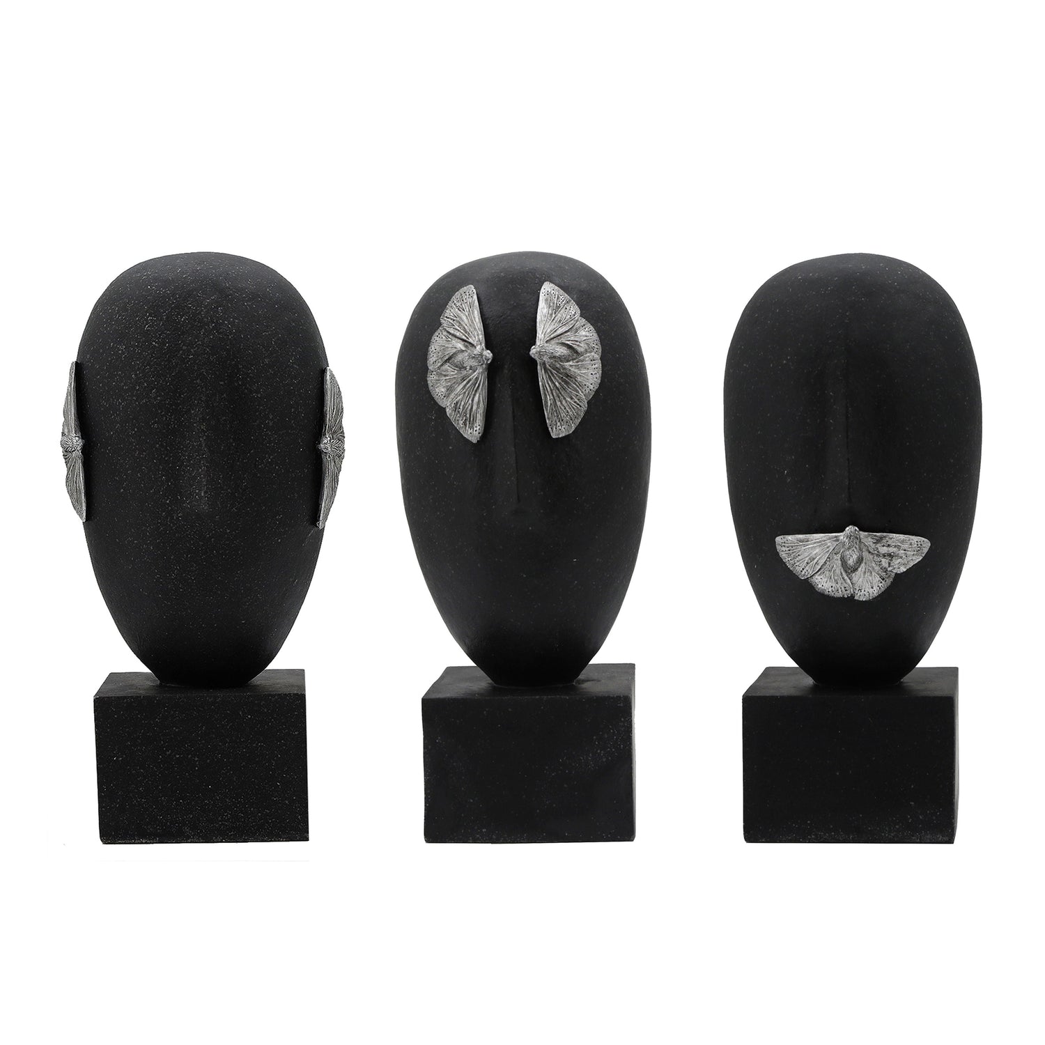 13" Bruges Hear, See, Speak No Evil Statuary (Set of 3) - Black