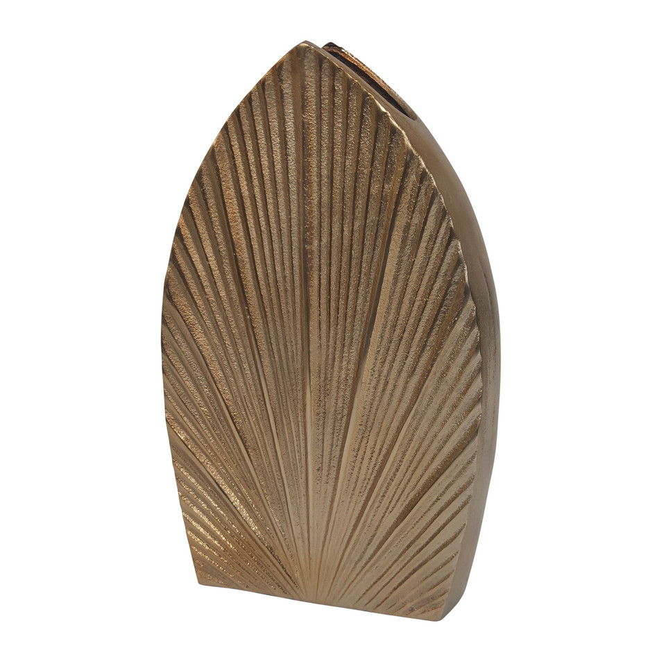 14" Kreber Metal Mitre Vase - Champagne