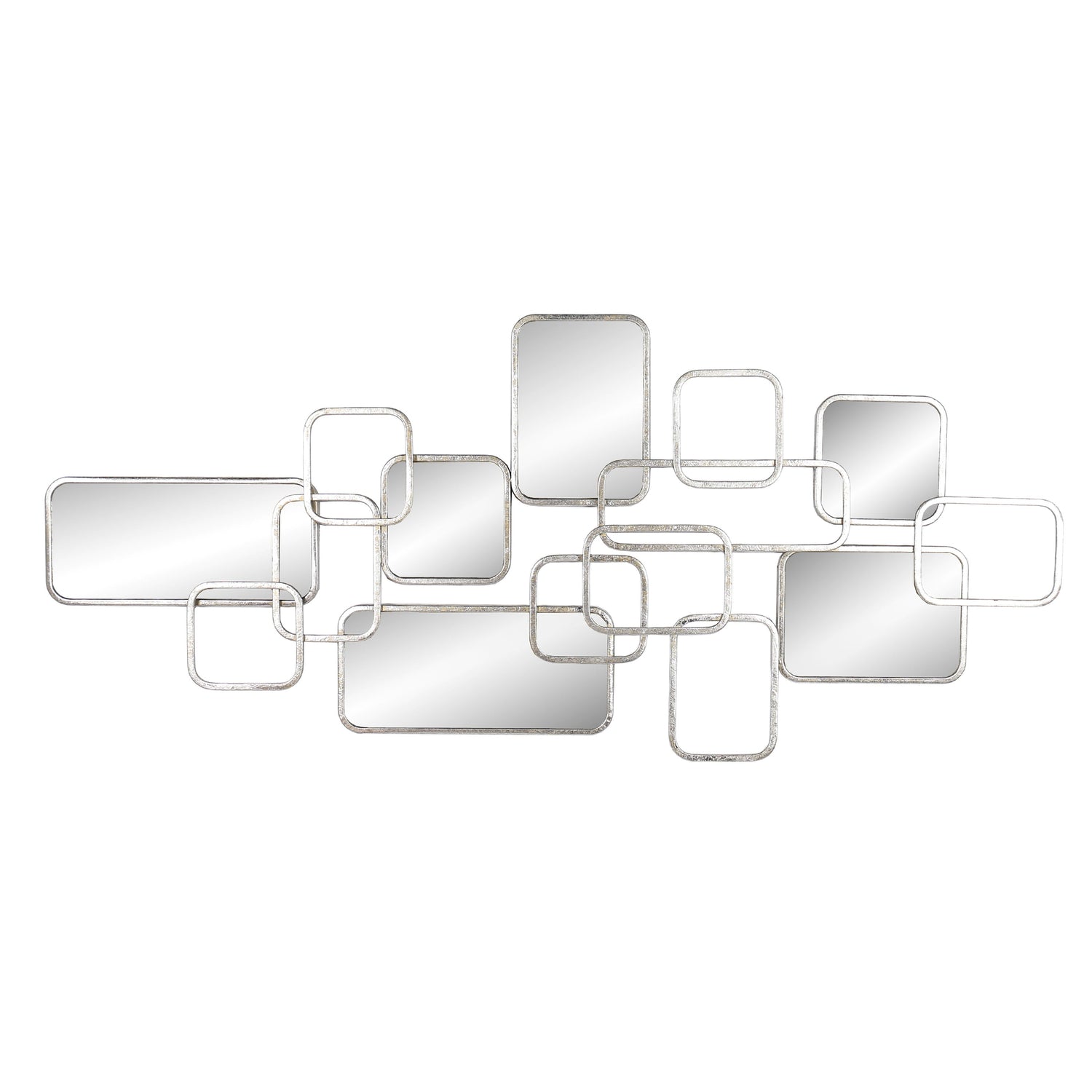 Metal Wall Accent With Mirrors 46 x 20" - Silver