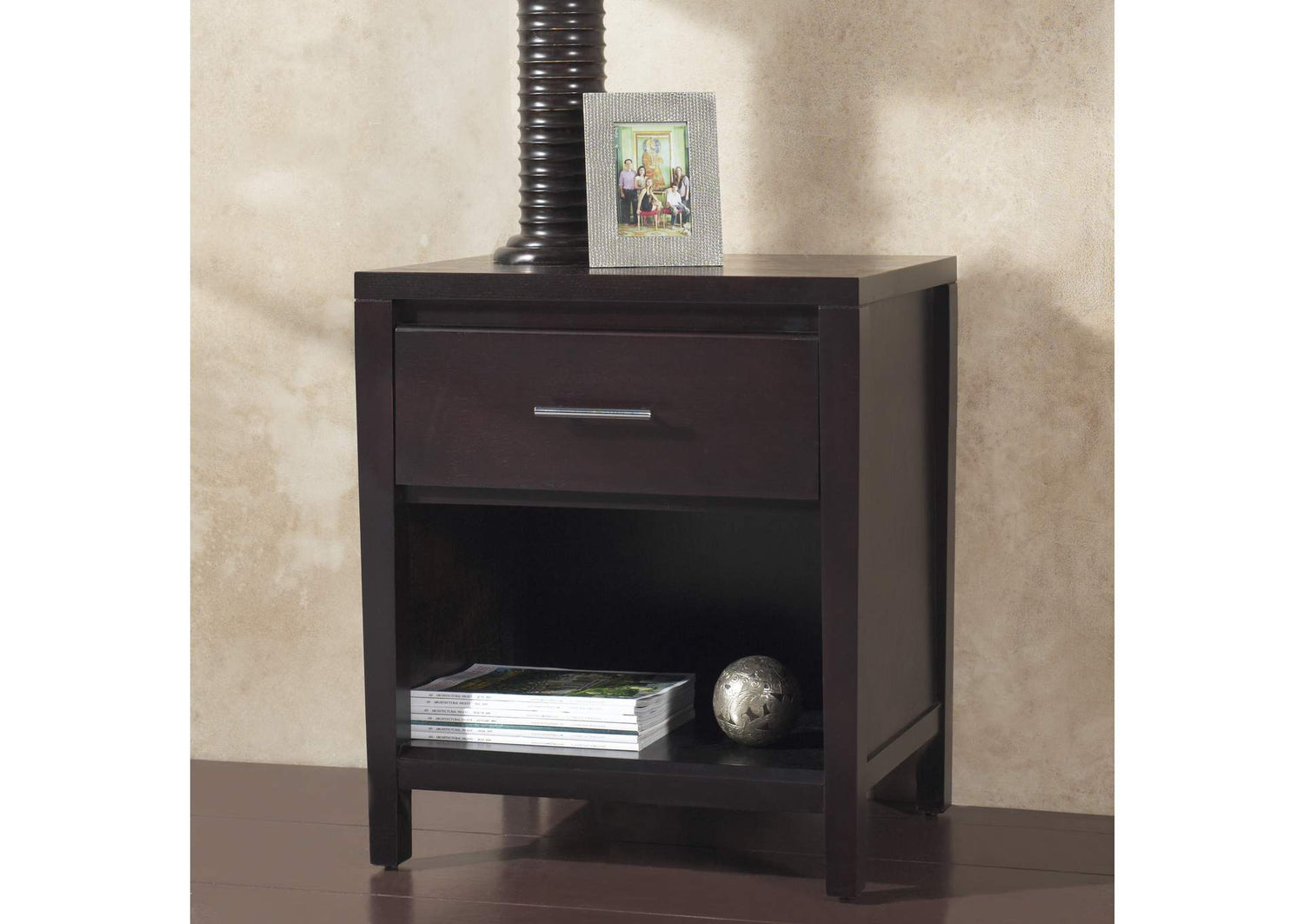 NV2381 Nevis One Drawer Nightstand In Espresso