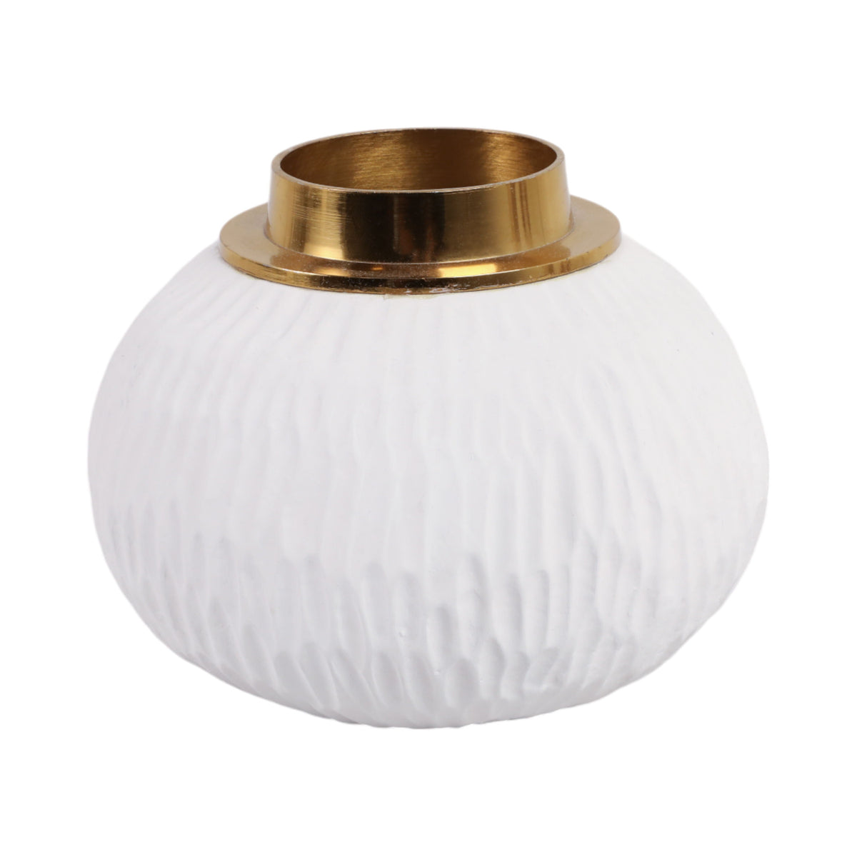 Zurich Small Ecomix And Metal Vase - White