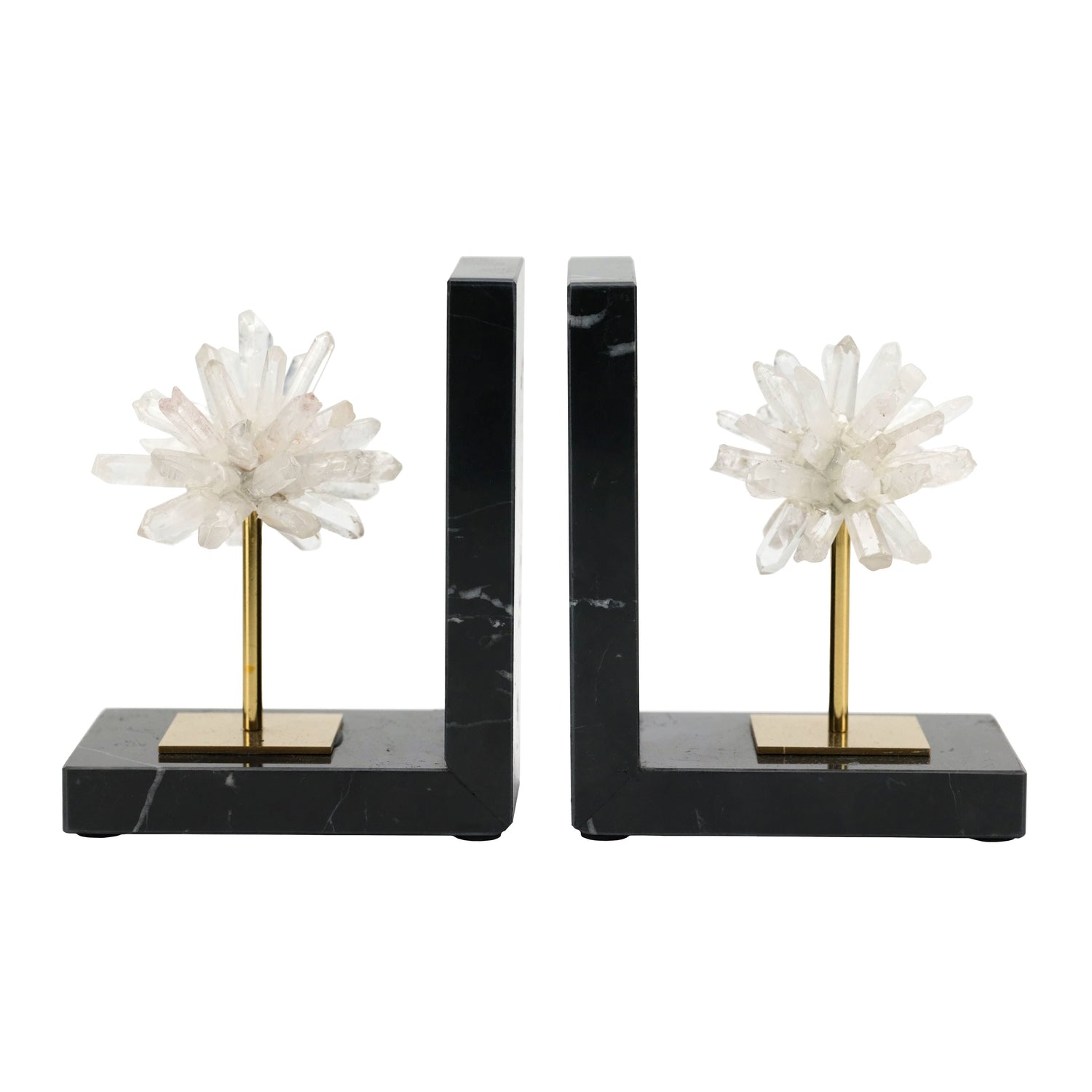 Celeste Orb Metal And Marble Bookends (Set of 2) - Black