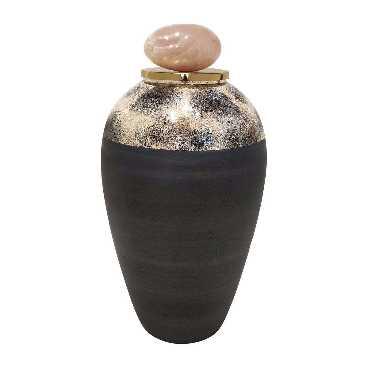 Glass 19" Vase With Resin Topper - Gray
