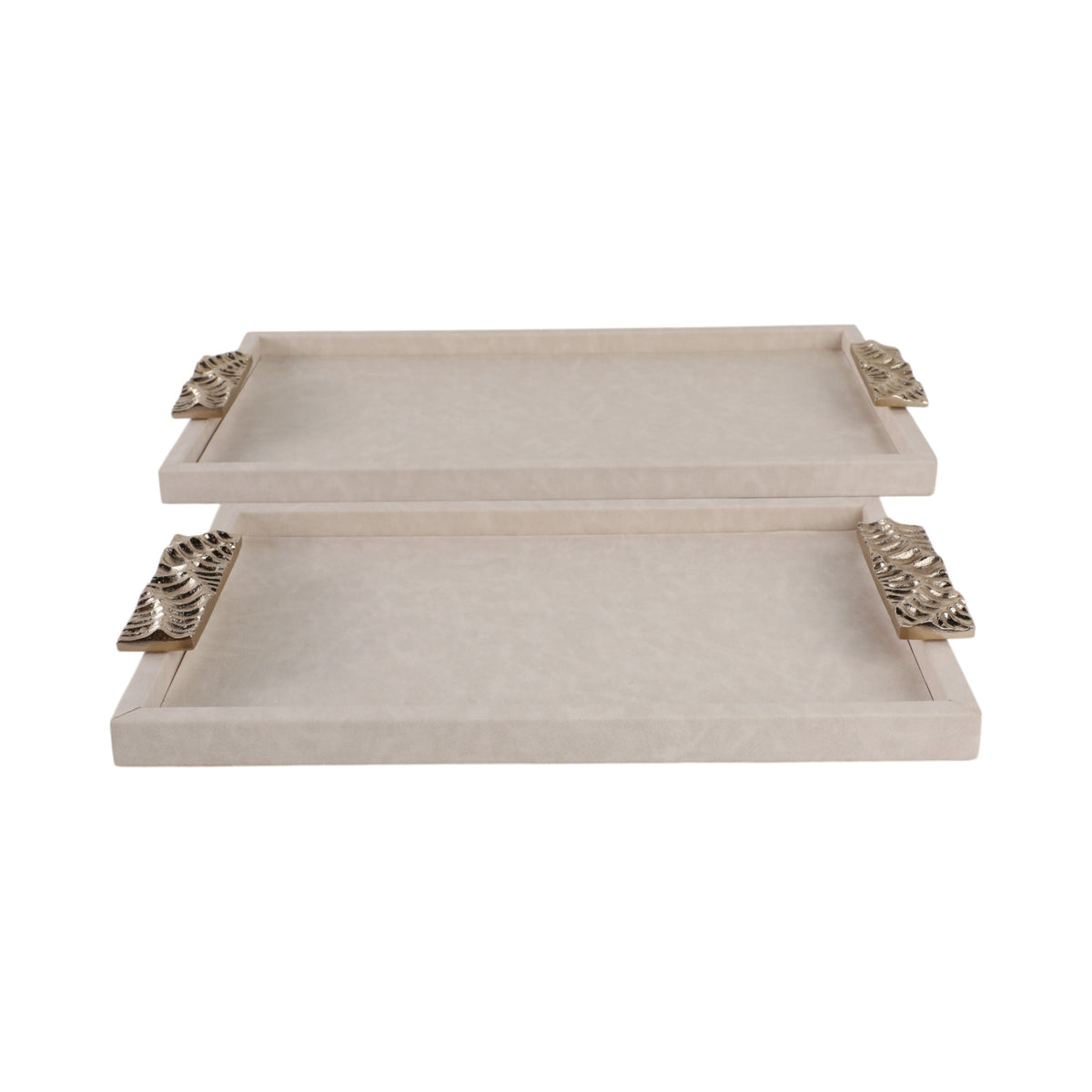 16" / 20" Marquis Trays With Aluminium Hardware (Set of 2) - Ivory