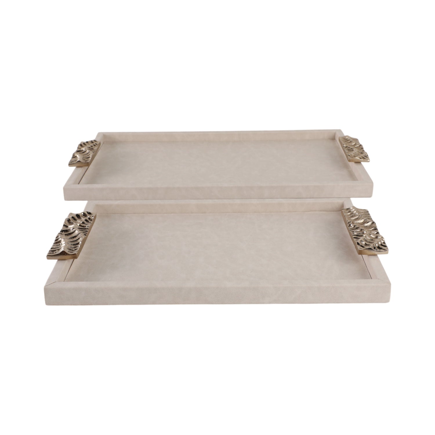 16" / 20" Marquis Trays With Aluminium Hardware (Set of 2) - Ivory
