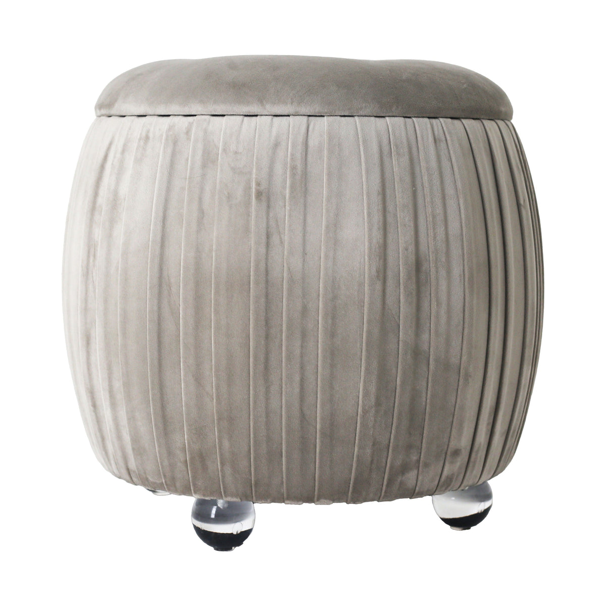 Newry Velvet Storage Stool - Taupe