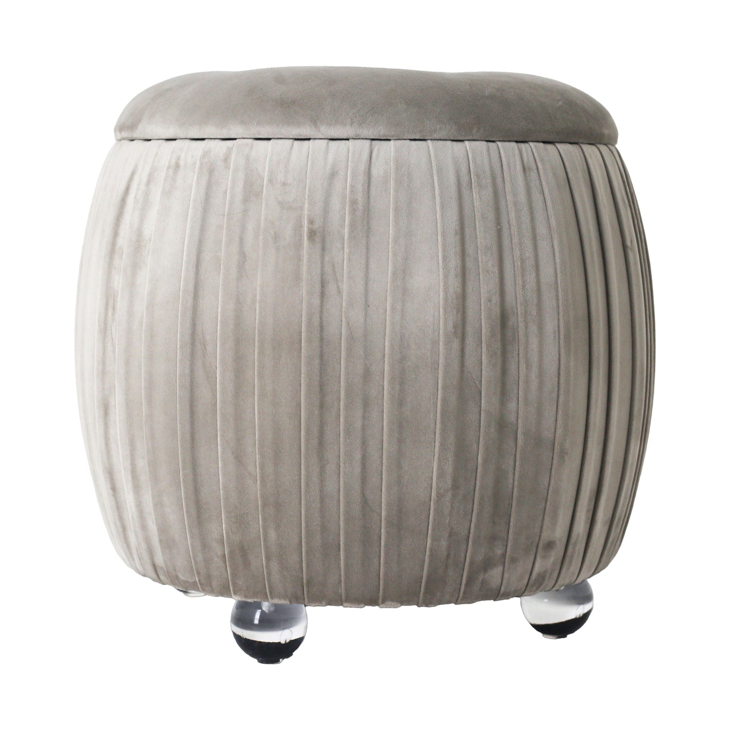 Newry Velvet Storage Stool - Taupe