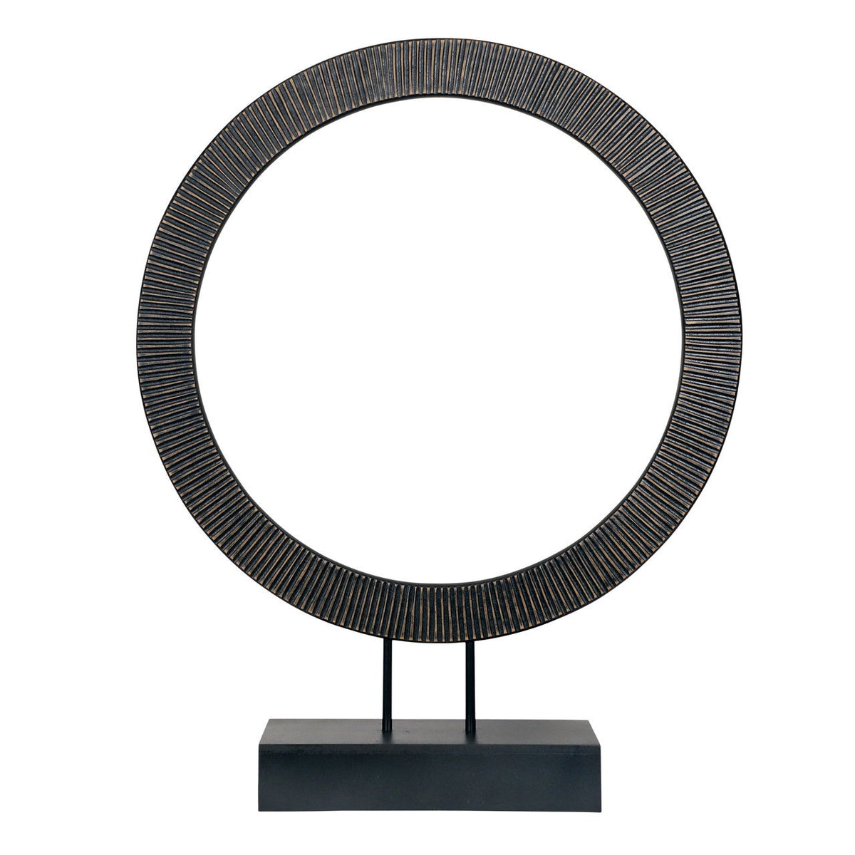 30" Volta Large Wood Ring Statuary - Black