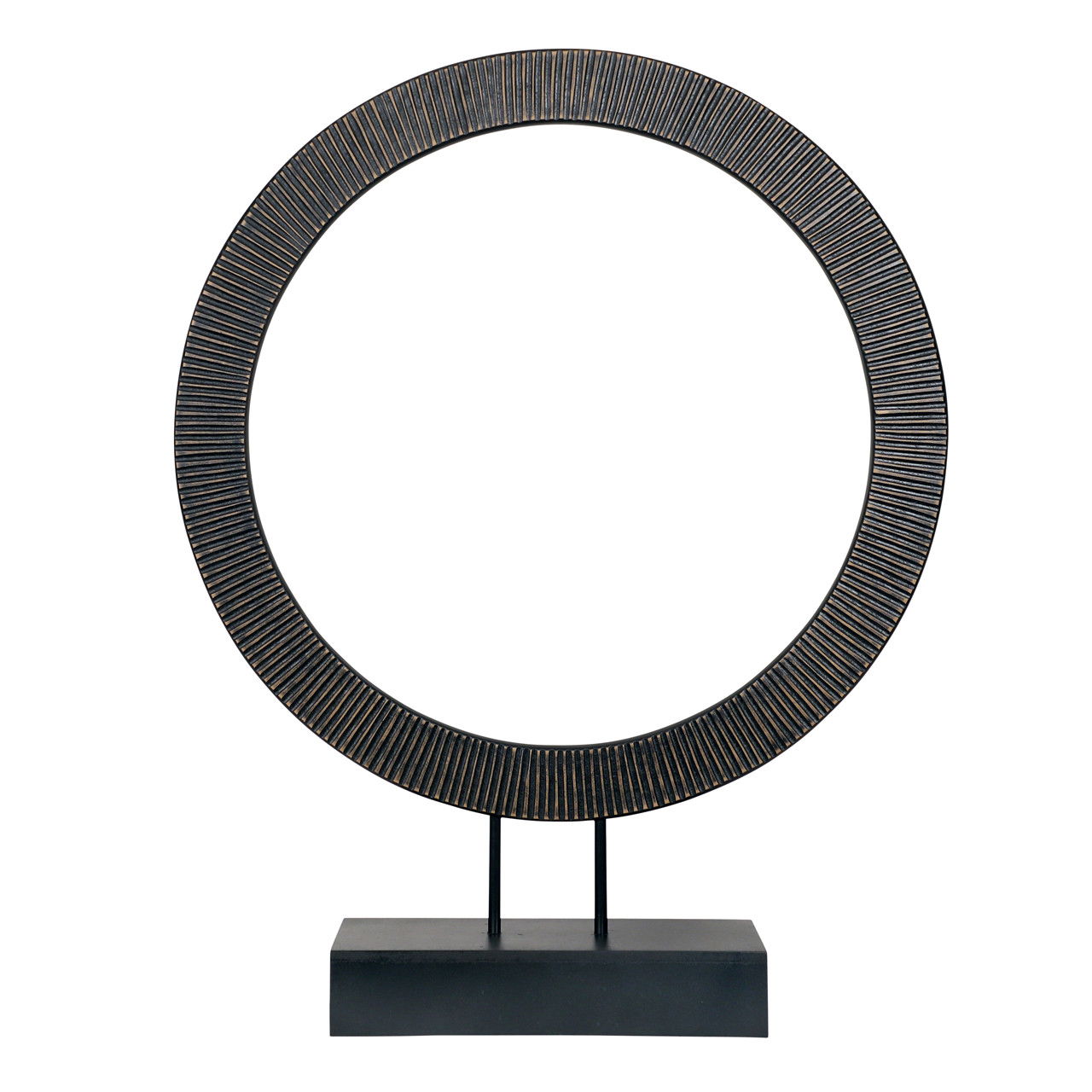 30" Volta Large Wood Ring Statuary - Black