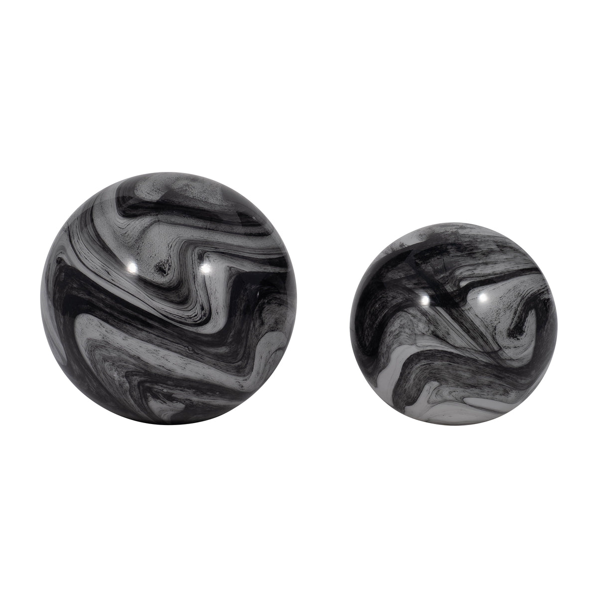 5" / 6" Katrina Swirl Spheres (Set of 2) - Gray