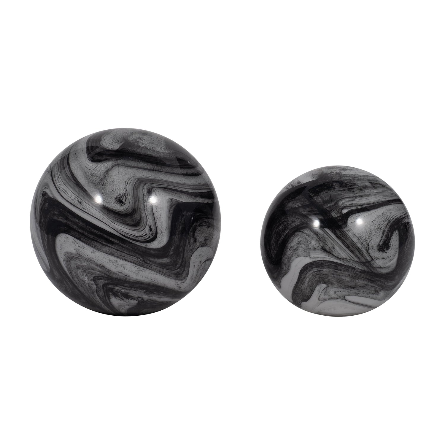 5" / 6" Katrina Swirl Spheres (Set of 2) - Gray