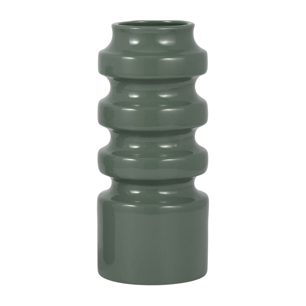 Ceramic Tiered Vase 11" - Dark Sage