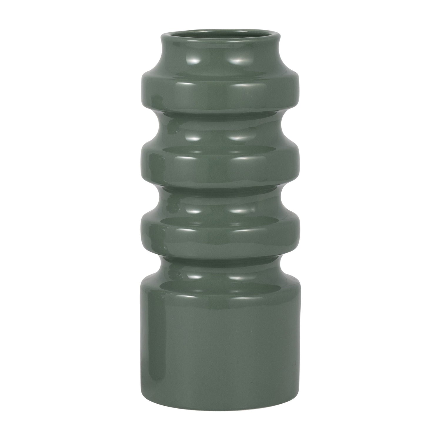Ceramic Tiered Vase 11" - Dark Sage