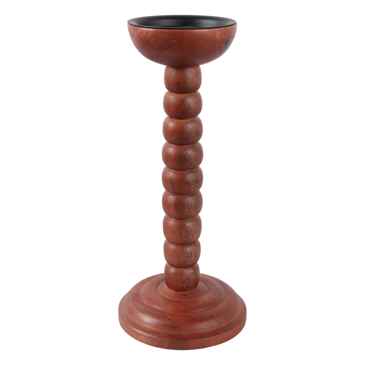 12" x 5" Stacked Pillar & Taper Holder - Walnut