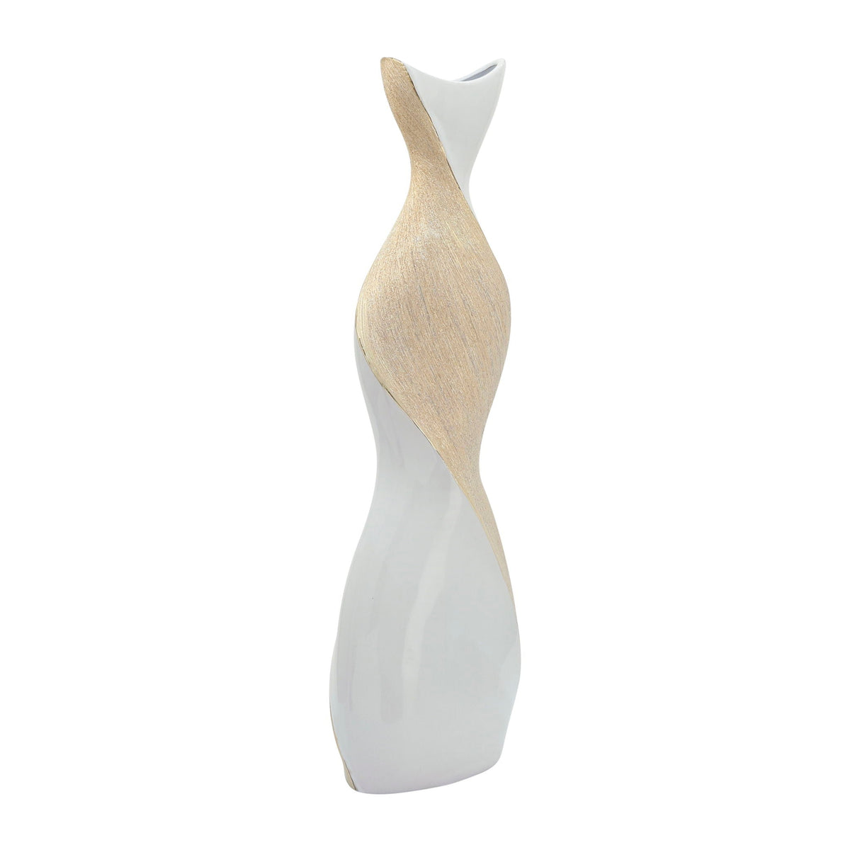 Twisted Vase 24" - White / Gold