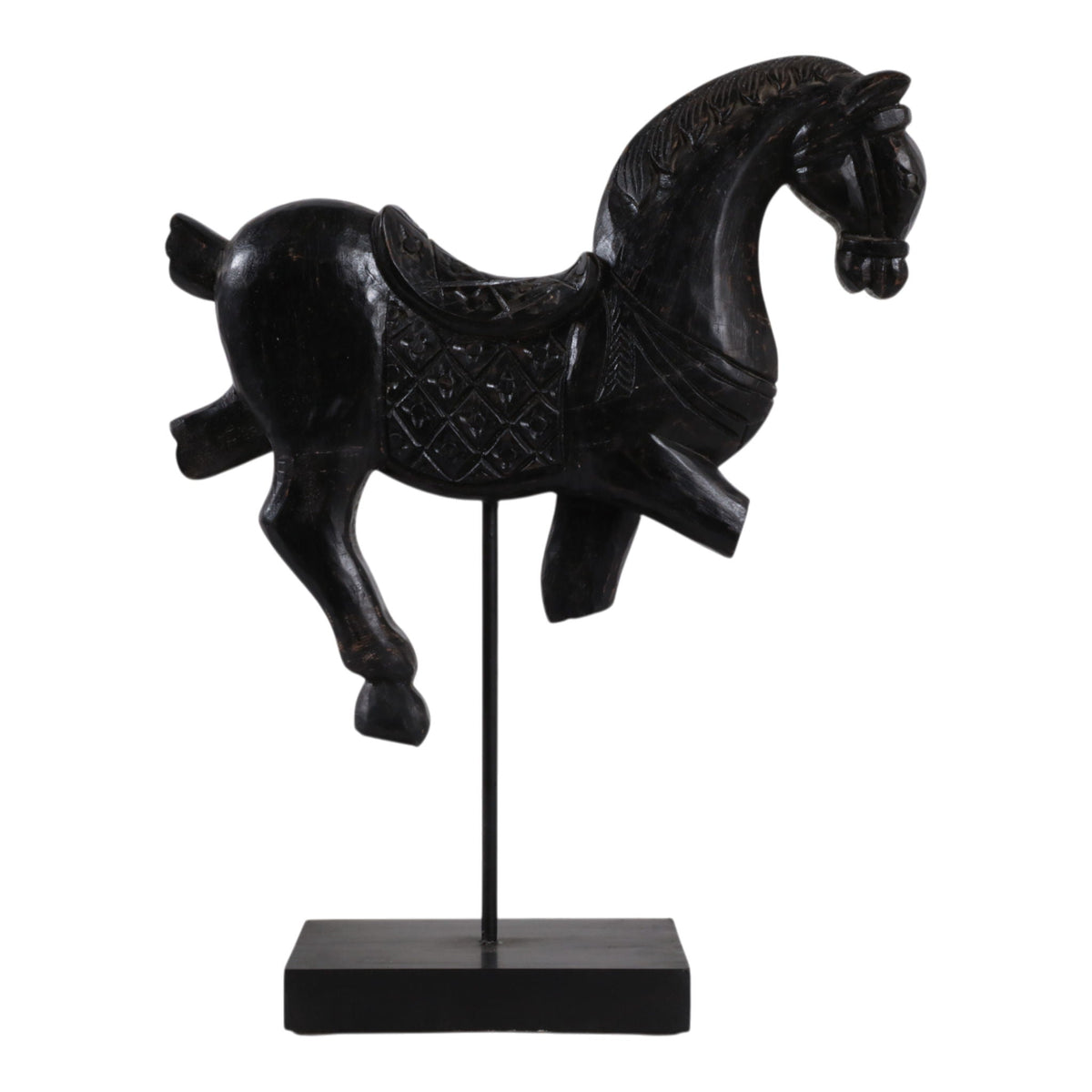 20" x 15" Horse On Stand Antiqued - Black