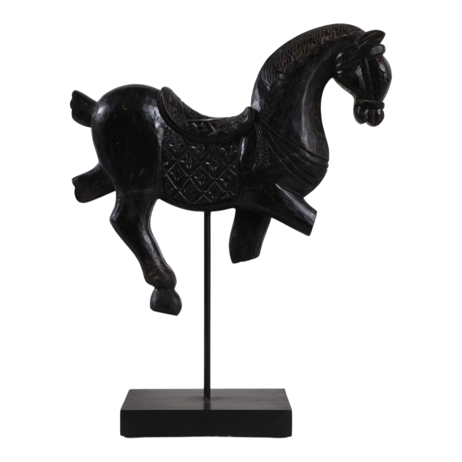 20" x 15" Horse On Stand Antiqued - Black
