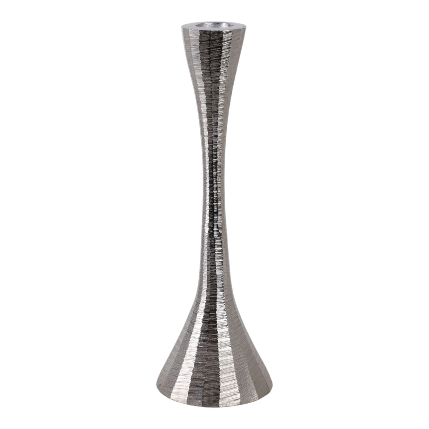 9" Etched Metal Taper Holder - Silver