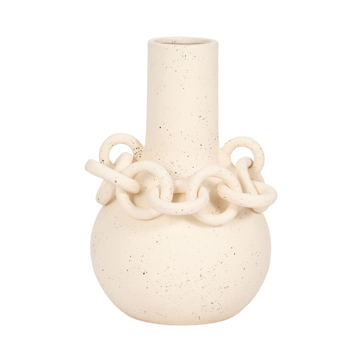 12" Antigua Medium Ring Vase - White