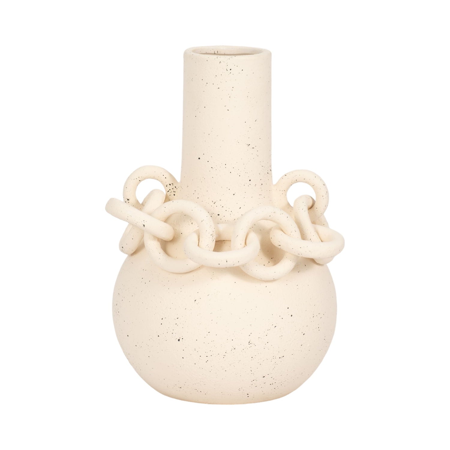 12" Antigua Medium Ring Vase - White