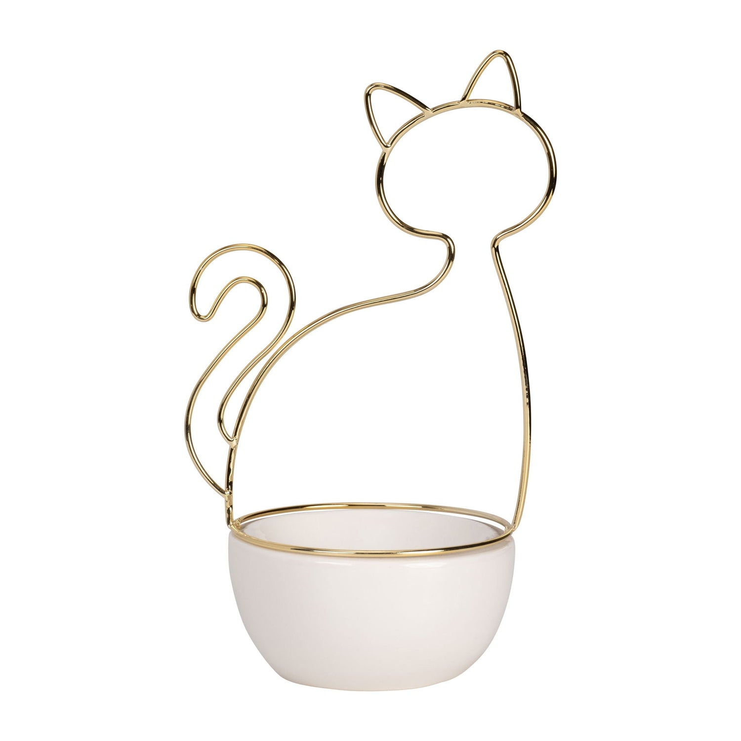 10" Cat Trinket Tray - White