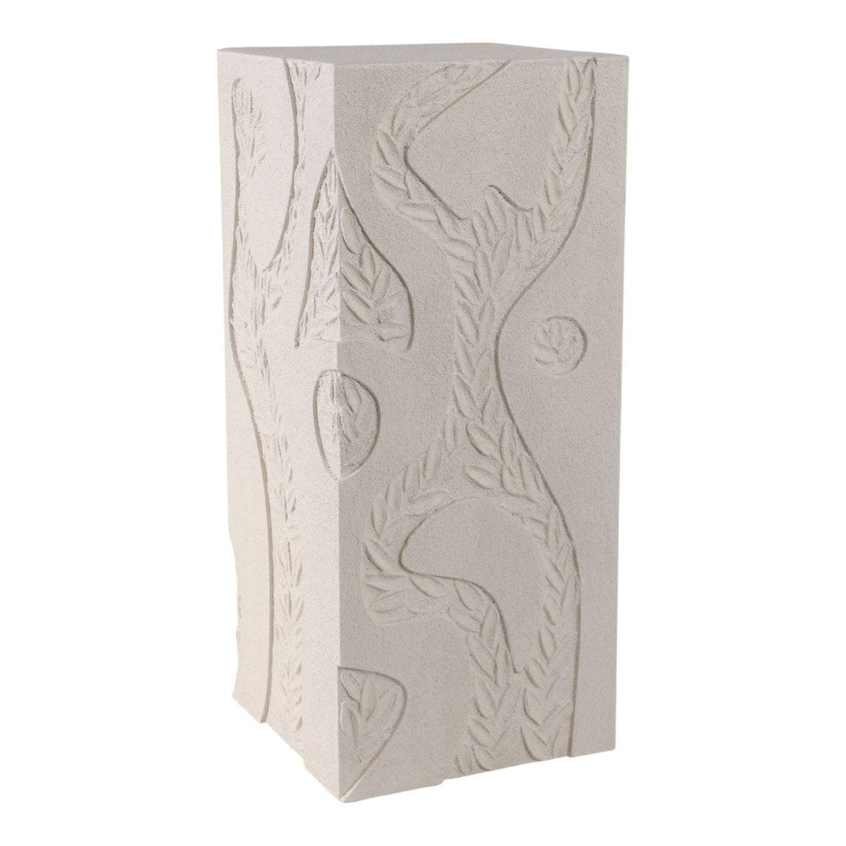 24" Wood Roanoke Carved Plaster Pedestal Small - Ivory