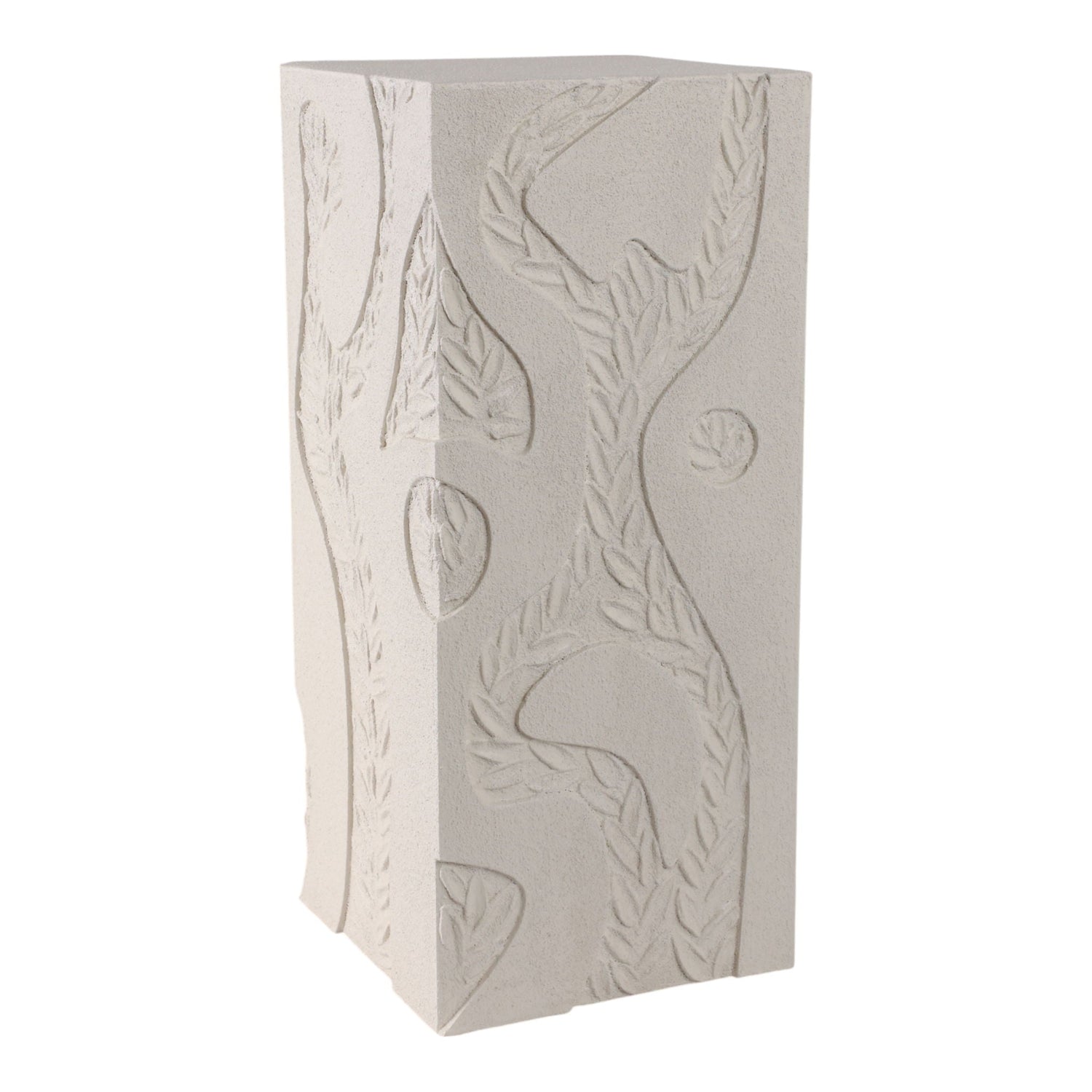 24" Wood Roanoke Carved Plaster Pedestal Small - Ivory