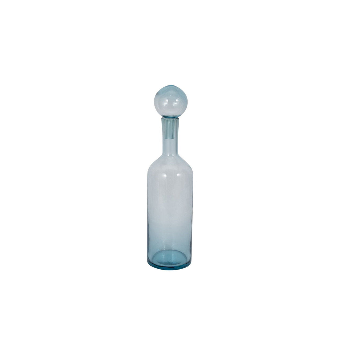 20" Glass Bottle With Stopper - Light Blue