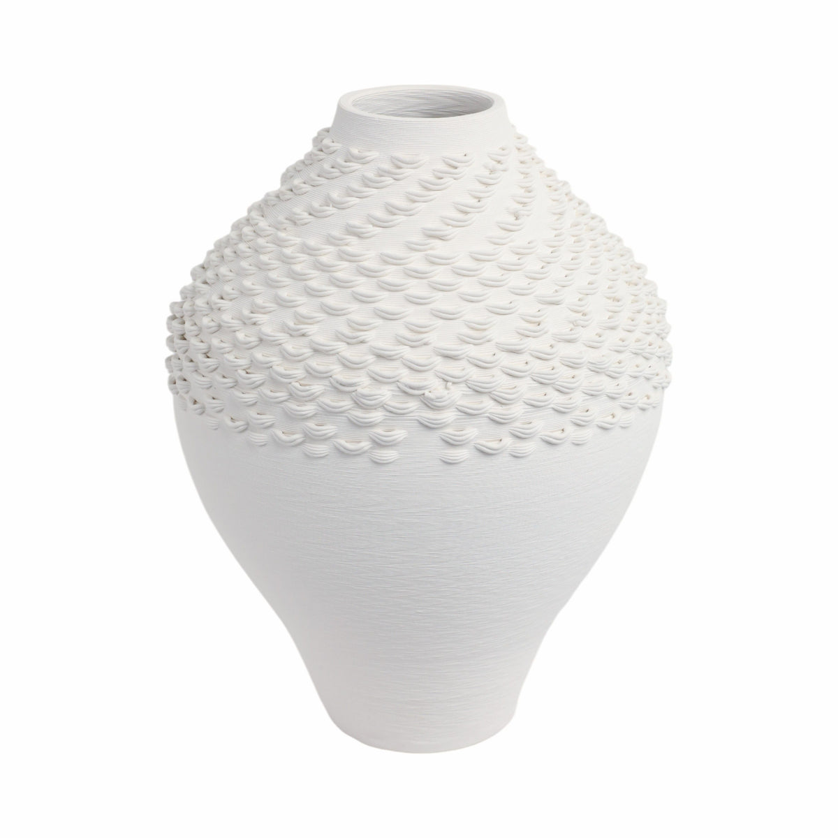 13" Arroyo Large Oversized 3D Printed Porcelain Vase - White
