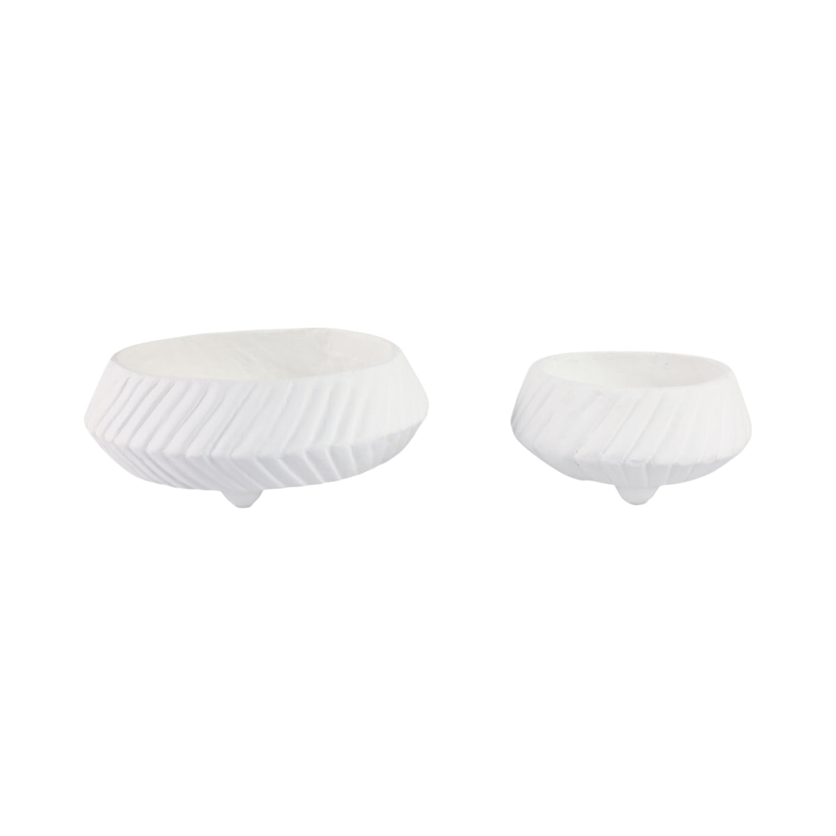 11" / 15" Tapered Ecomix Bowls With Lines (Set of 2) - White