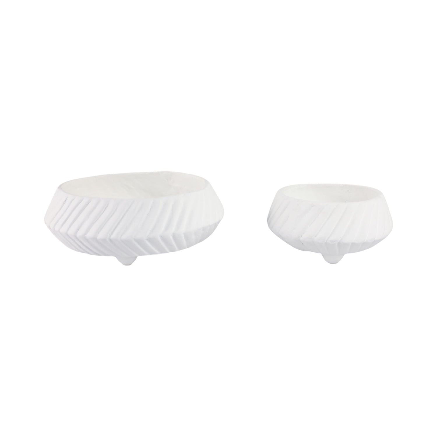 11" / 15" Tapered Ecomix Bowls With Lines (Set of 2) - White