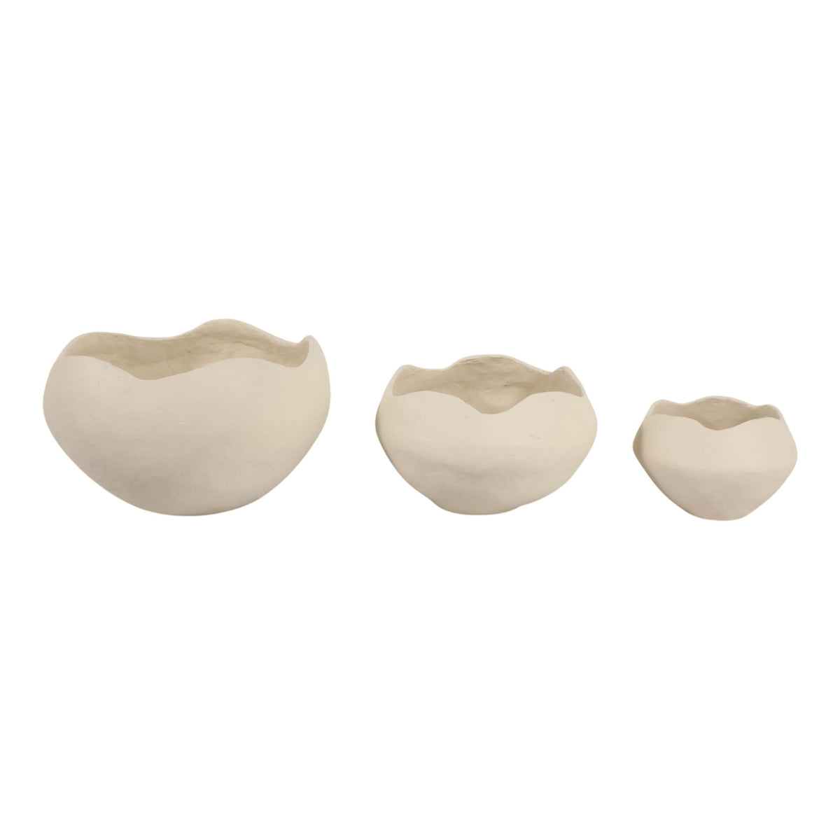 10" / 12" / 15" Cruvy Edge Bowls (Set of 3) - Ivory