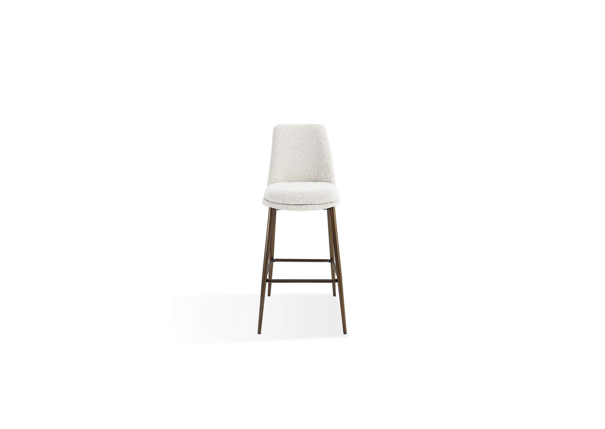 PWTA75FMY Wyatt Upholstered Bar Stool In Ricotta Boucle And Bronze Metal (Set of 2)