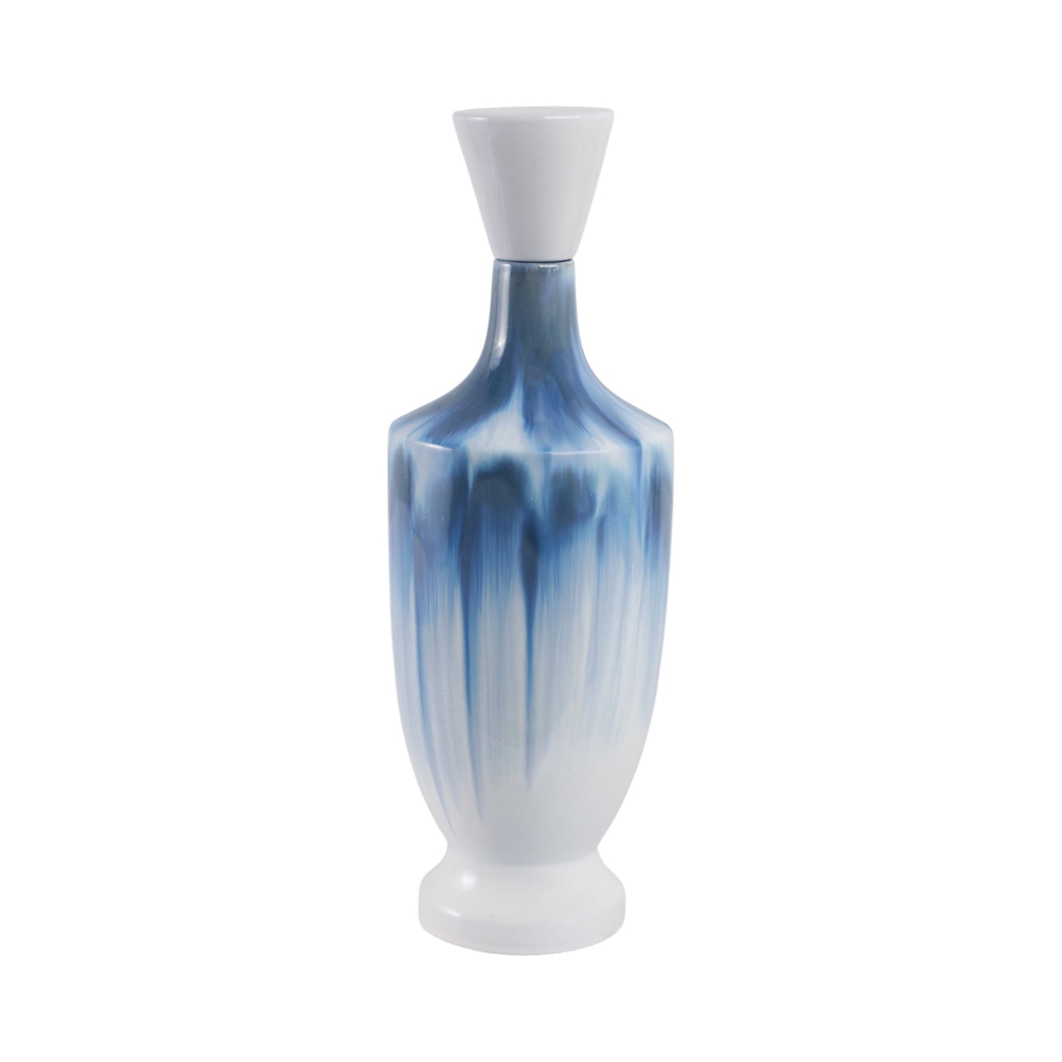 Newport Large Lidded Jar - Blue / White