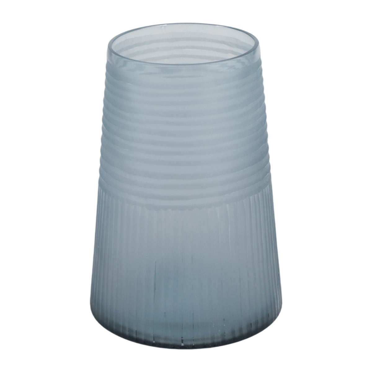 8" x 6" Etched Lines Tapered Glass Vase - Blue