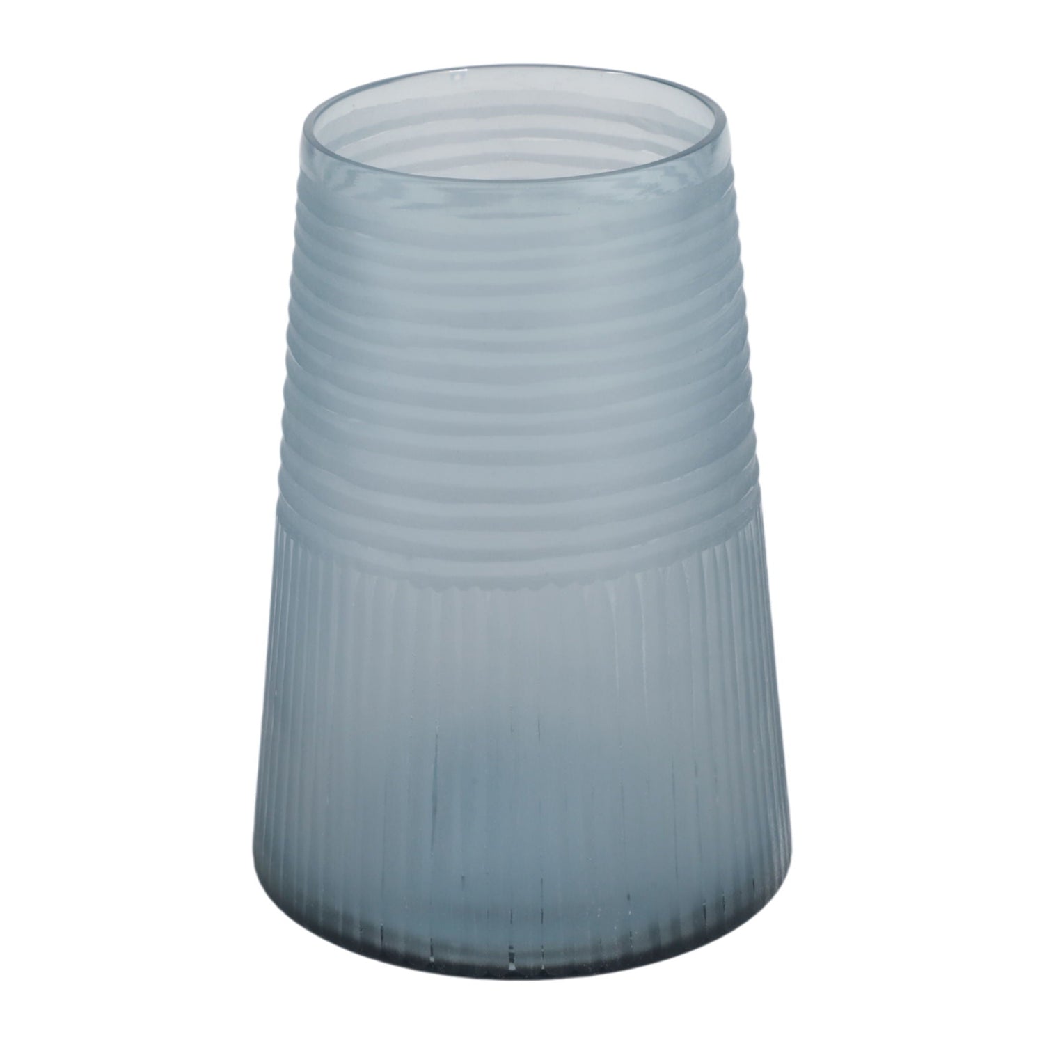 8" x 6" Etched Lines Tapered Glass Vase - Blue