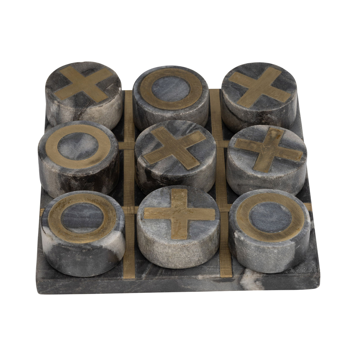 Marble Tic-Tac-Toe 7 / 7" - Black / Gold