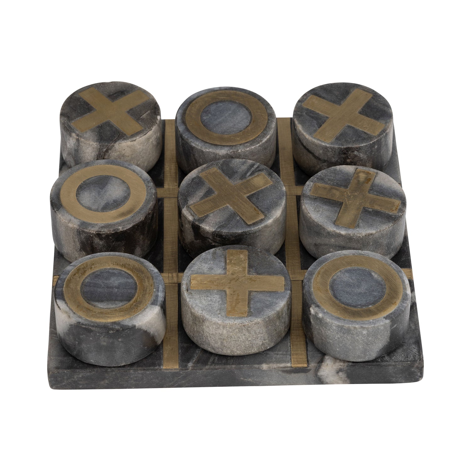 Marble Tic-Tac-Toe 7 / 7" - Black / Gold
