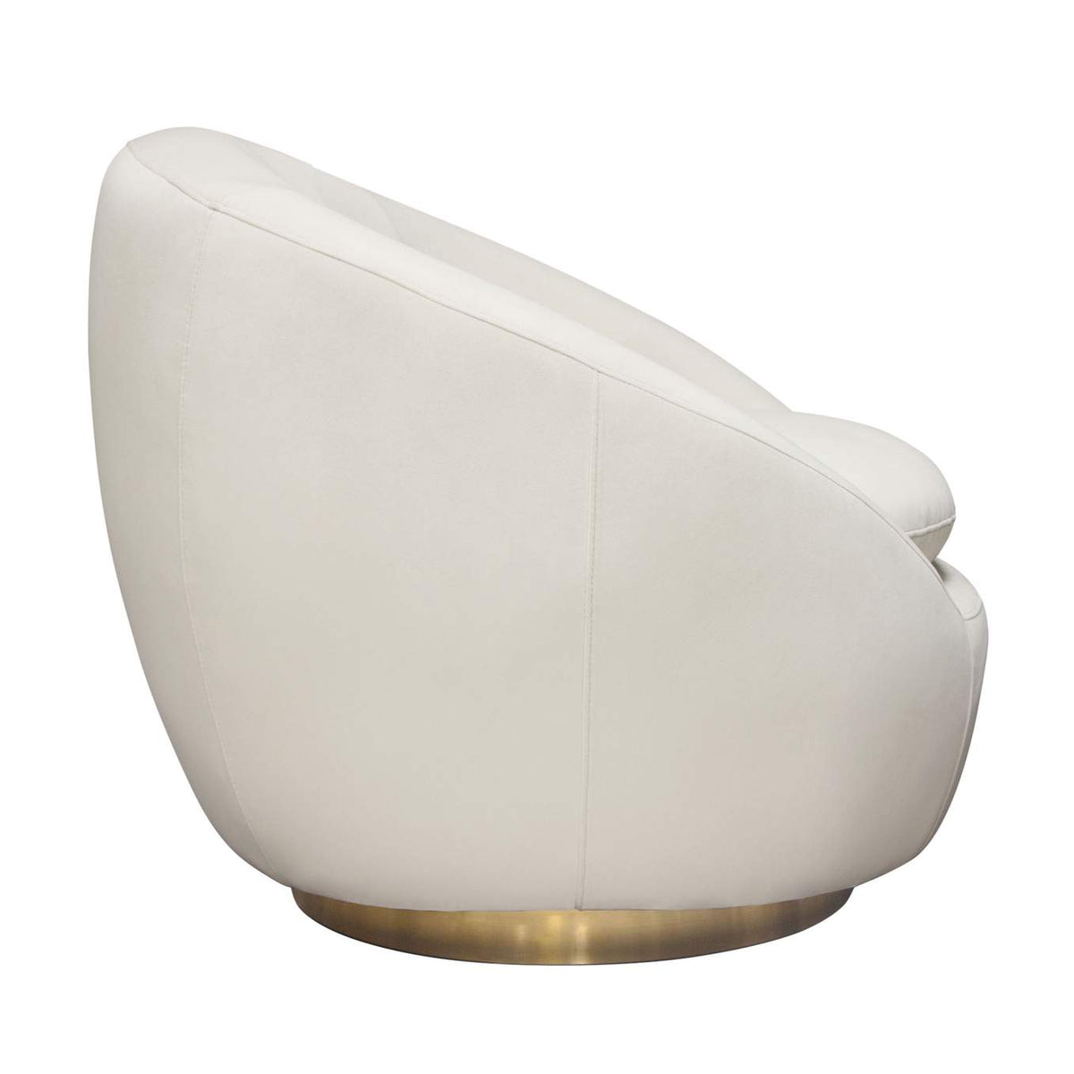CELINECHCM Celine Swivel Accent Chair In Light Cream Velvet W/ Brushed Gold Accent Band