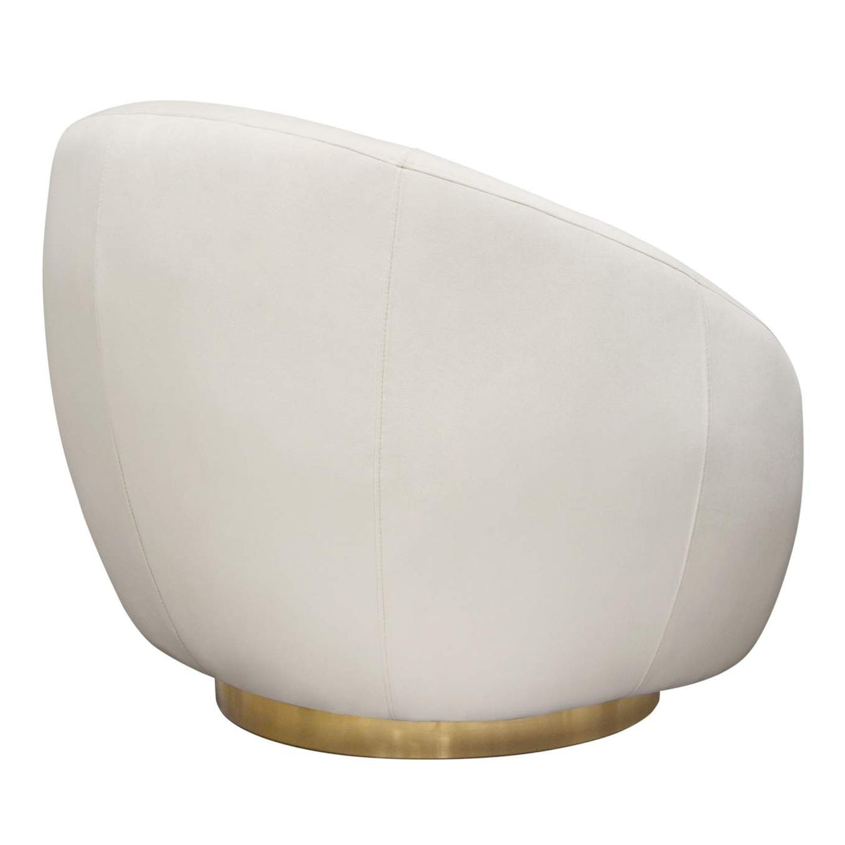 CELINECHCM Celine Swivel Accent Chair In Light Cream Velvet W/ Brushed Gold Accent Band