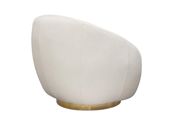 CELINECHCM Celine Swivel Accent Chair In Light Cream Velvet W/ Brushed Gold Accent Band