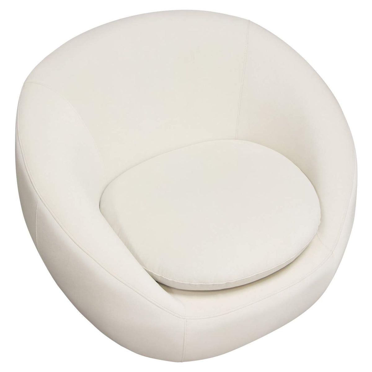CELINECHCM Celine Swivel Accent Chair In Light Cream Velvet W/ Brushed Gold Accent Band