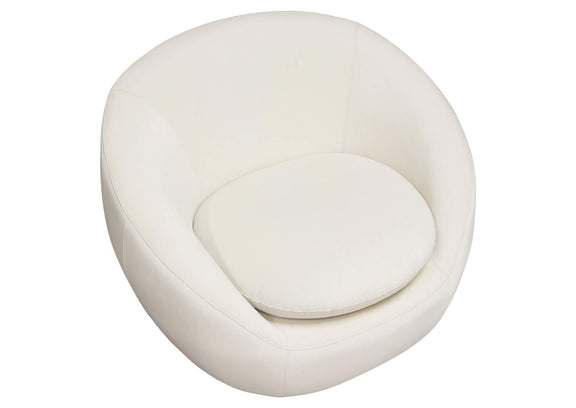 CELINECHCM Celine Swivel Accent Chair In Light Cream Velvet W/ Brushed Gold Accent Band