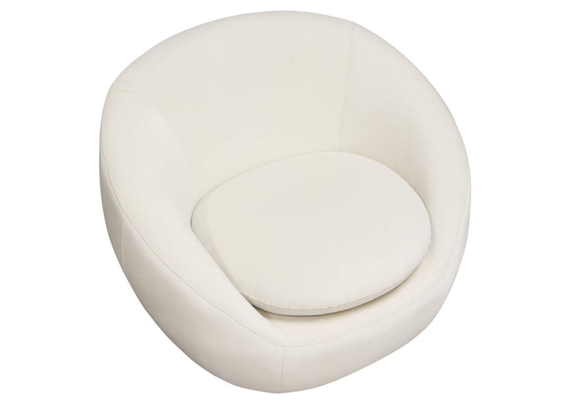 CELINECHCM Celine Swivel Accent Chair In Light Cream Velvet W/ Brushed Gold Accent Band